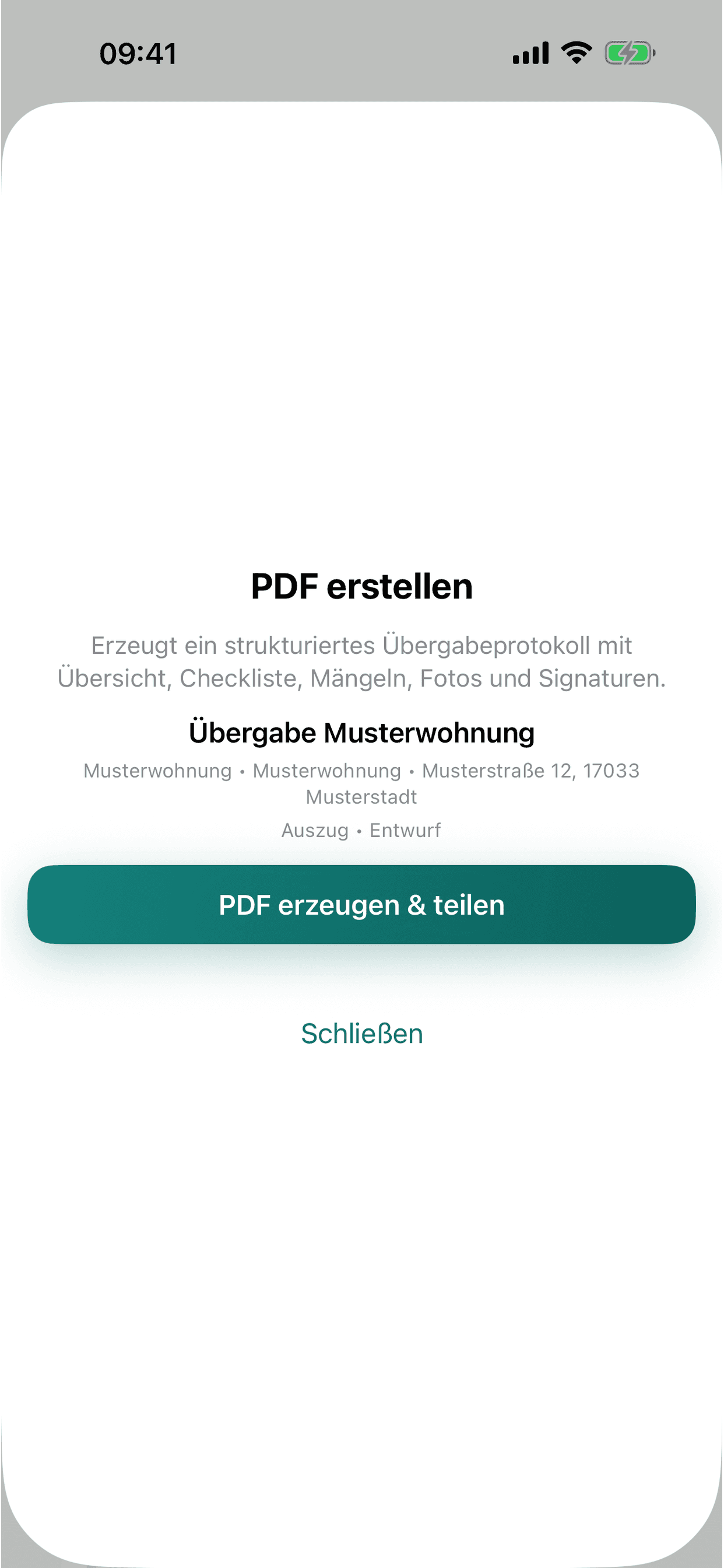 PDF-Protokoll exportieren und teilen