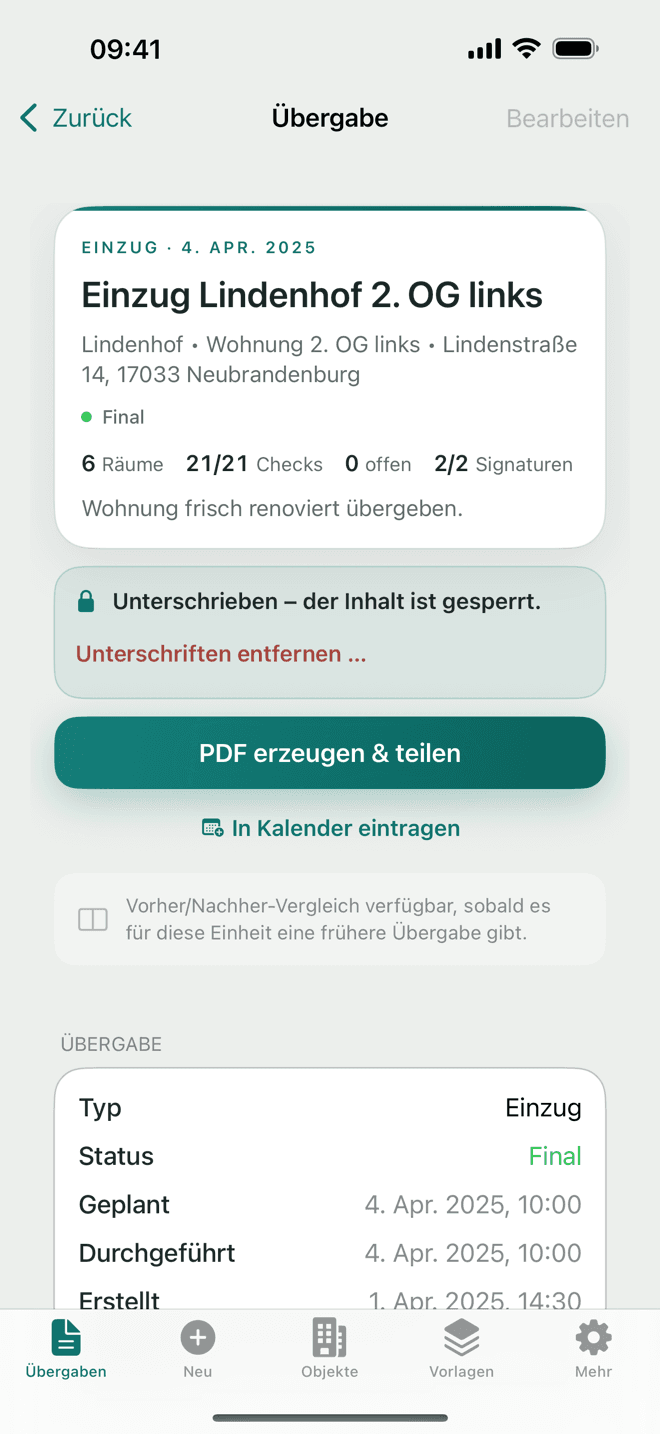 Nach der Unterschrift ist der Inhalt gesperrt